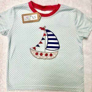 Boutique Boys XS Shirt – Embroidered Sailboat Detail!